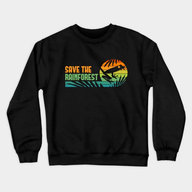 Save The Rainforest - Retro Tree Frog Crewneck Sweatshirt by bangtees